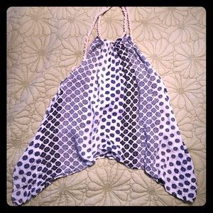 Blue and white halter top with rope detail